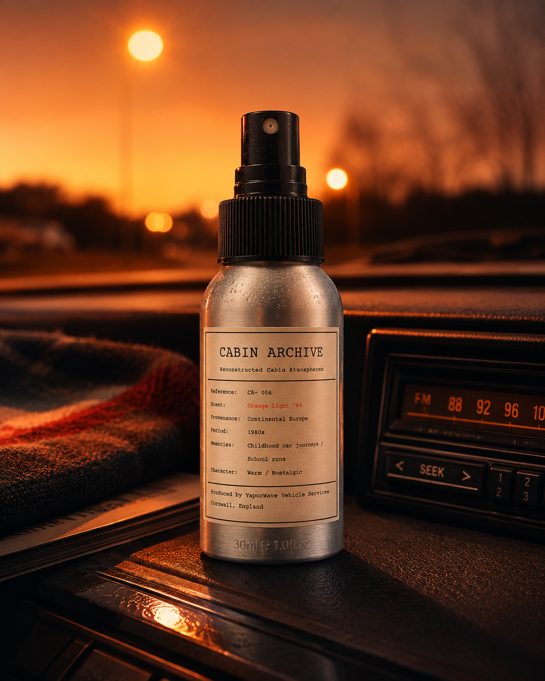 Orange Light '89 in a freshly cleaned car interior
